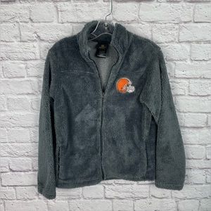 NFL Cleveland Browns Logo Juniors Fleece Zip-up Jacket Size M
